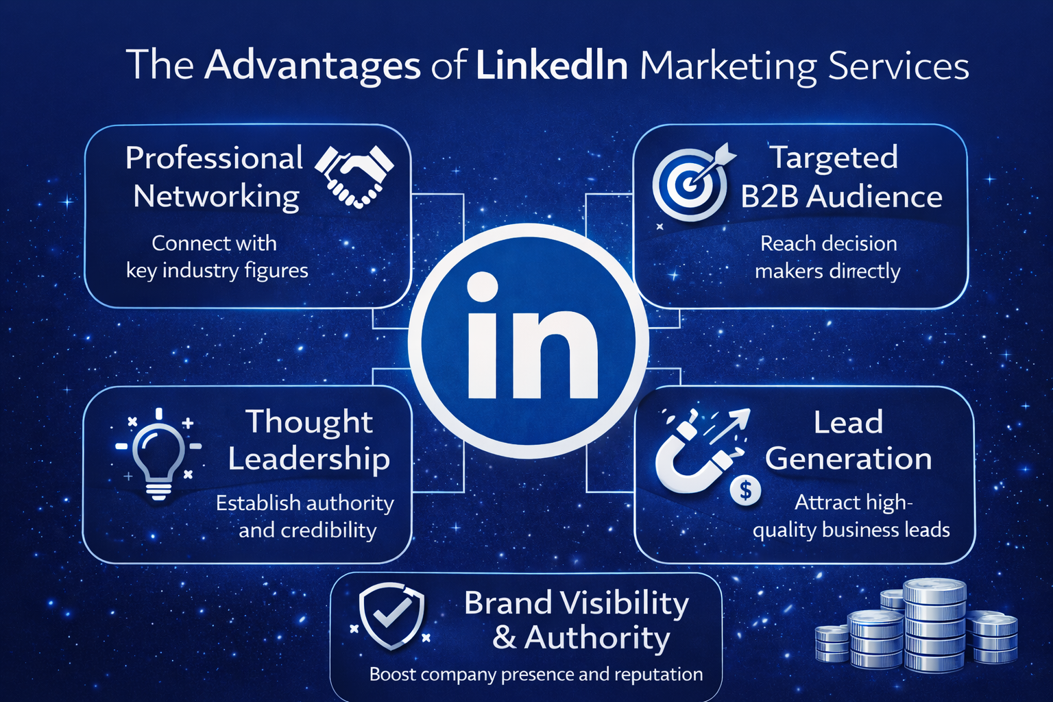 LinkedIn marketing benefits infographic