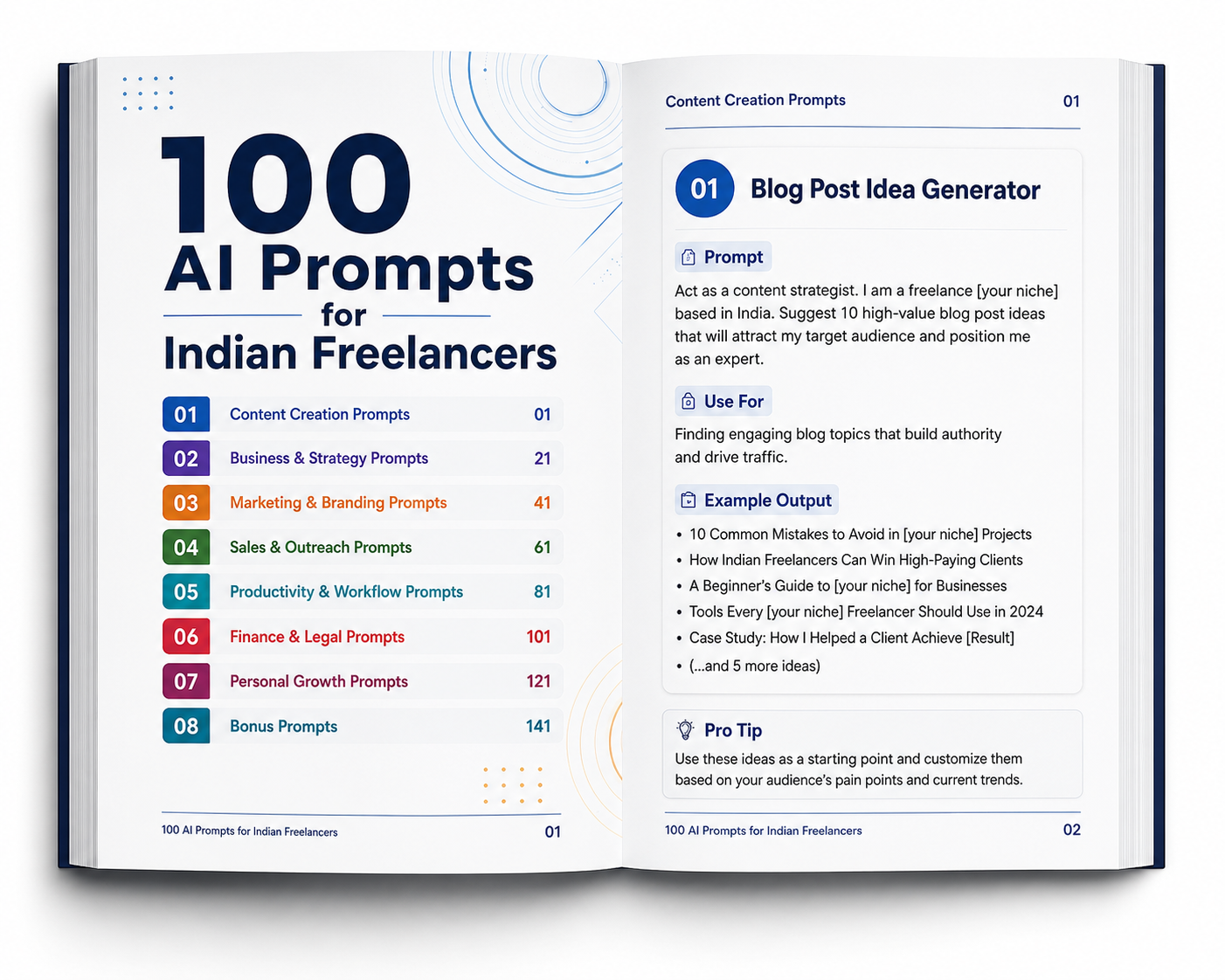 100 AI Prompts for Indian Freelancers — Inside Preview